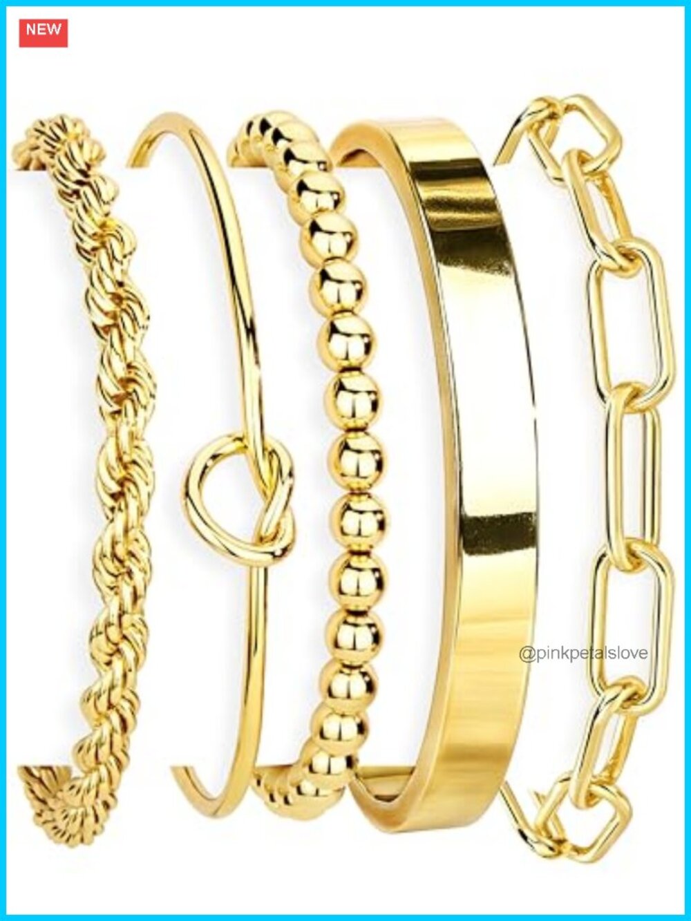 14K Gold Plated Sterling Silver Cuff Bracelet Set Stackable Bangles